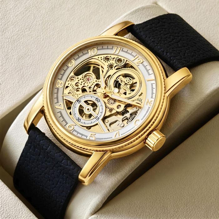 Чоловічий механічний годинник Forsining Star Prestige Gold, 2 ремінці - изображение 2