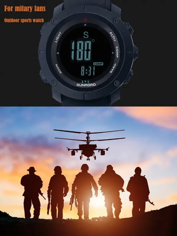 Чоловічий спортивний водостійкий тактичний з компасом годинник Sunroad Protect - зображення 6