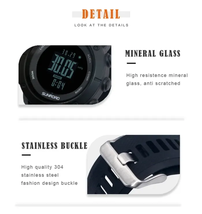 Чоловічий спортивний водостійкий тактичний з компасом годинник Sunroad Protect - зображення 10