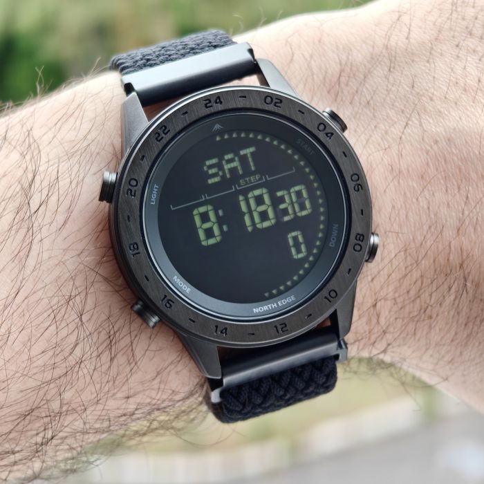Чоловічий водостійкий спортивний тактичний з компасом годинник North Edge Tank3 Nylon Power 5BAR, 2 ремінці - изображение 7
