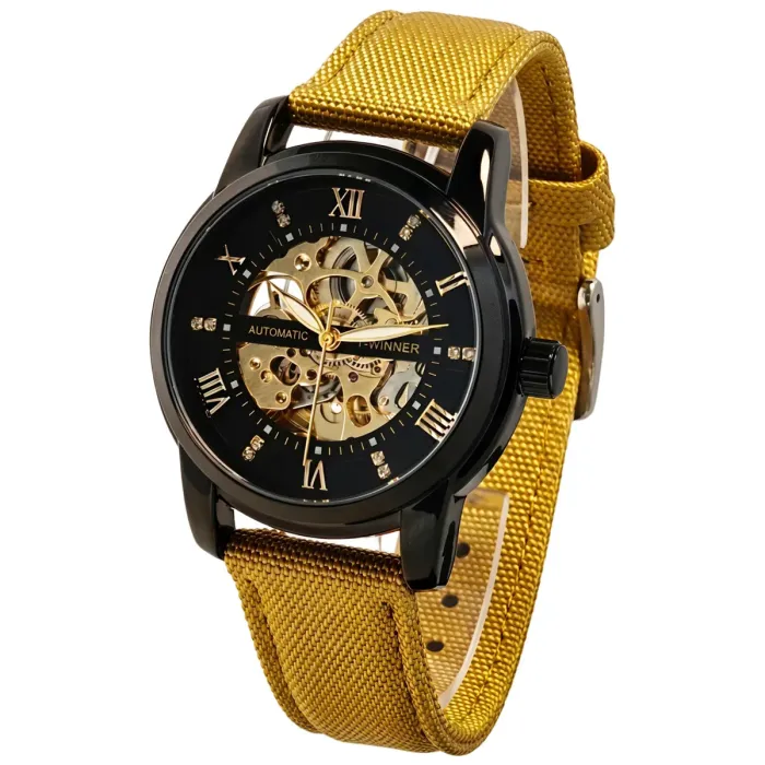Чоловічий механічний годинник Winner Triumph Sahara Gold, 2 ремінці - зображення 2