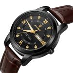 Чоловічий годинник Poedagar Unique Men Black Leather