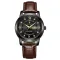 Чоловічий годинник Poedagar Unique Men Black Leather