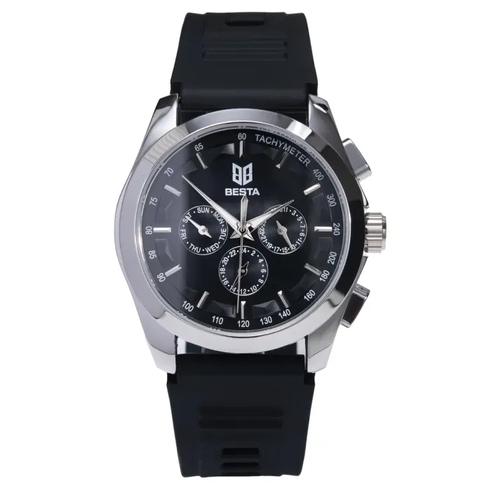 Чоловічий механічний годинник Besta Walker Elastic Black, 2 ремінці - зображення 2