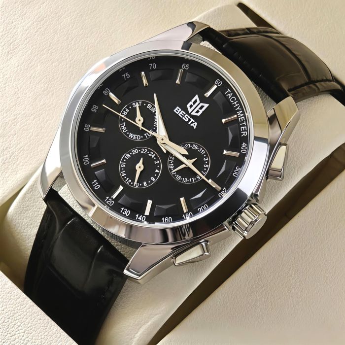 Чоловічий механічний годинник Besta Walker Deluxe Leather, 2 ремінці - изображение 2