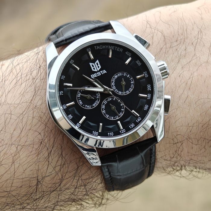 Чоловічий механічний годинник Besta Walker Deluxe Leather, 2 ремінці - изображение 7