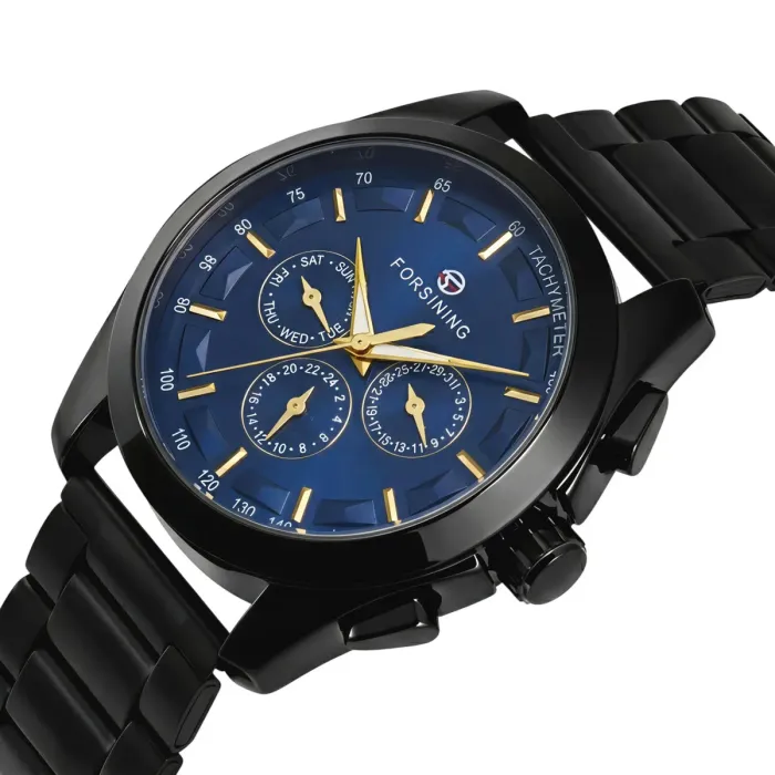 Чоловічий механічний годинник Forsining Walker Limited Blue & Black, 2 ремінці - зображення 1