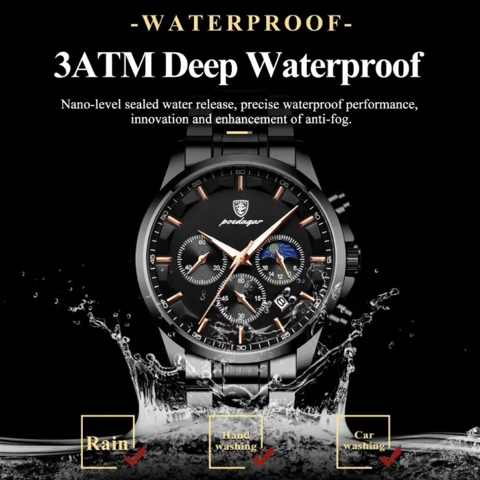Чоловічий годинник Poedagar West Black - изображение 5