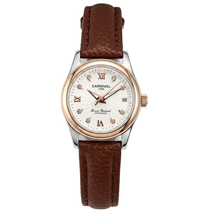 Жіночий механічний годинник Carnival White Leather Classic, 2 ремінці - изображение 2