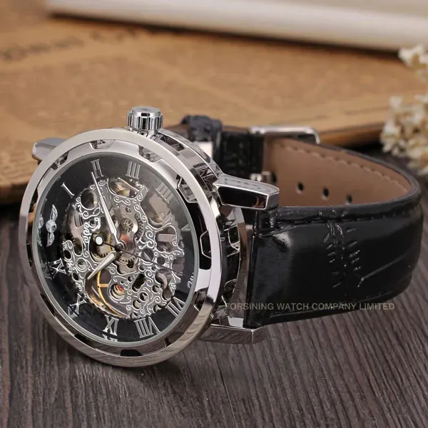 Чоловічий механічний годинник Winner Black Textile Classic, 2 ремінці - зображення 3