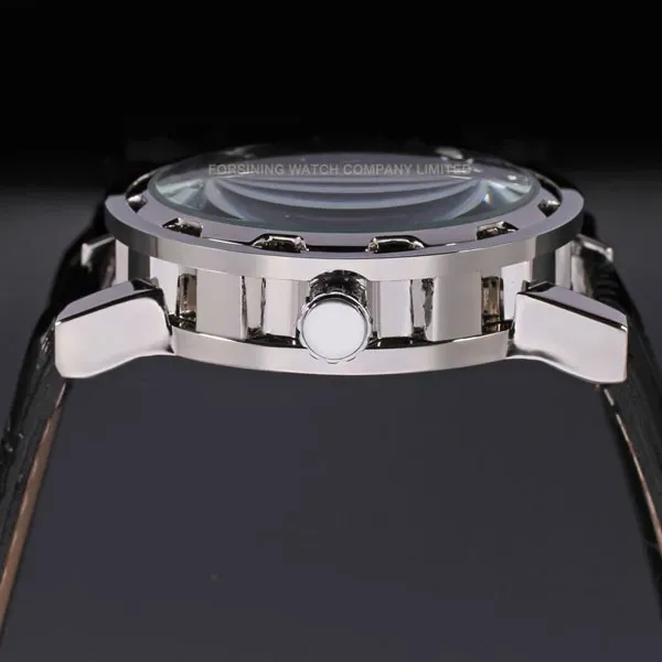 Чоловічий механічний годинник Winner Black Pure Silver, 2 ремінці - зображення 5