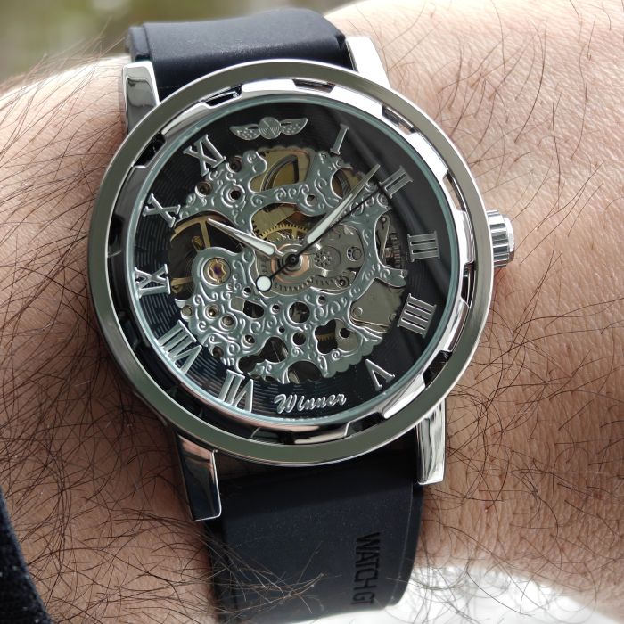 Чоловічий механічний годинник Winner Black R-Series, 2 ремінці - зображення 8