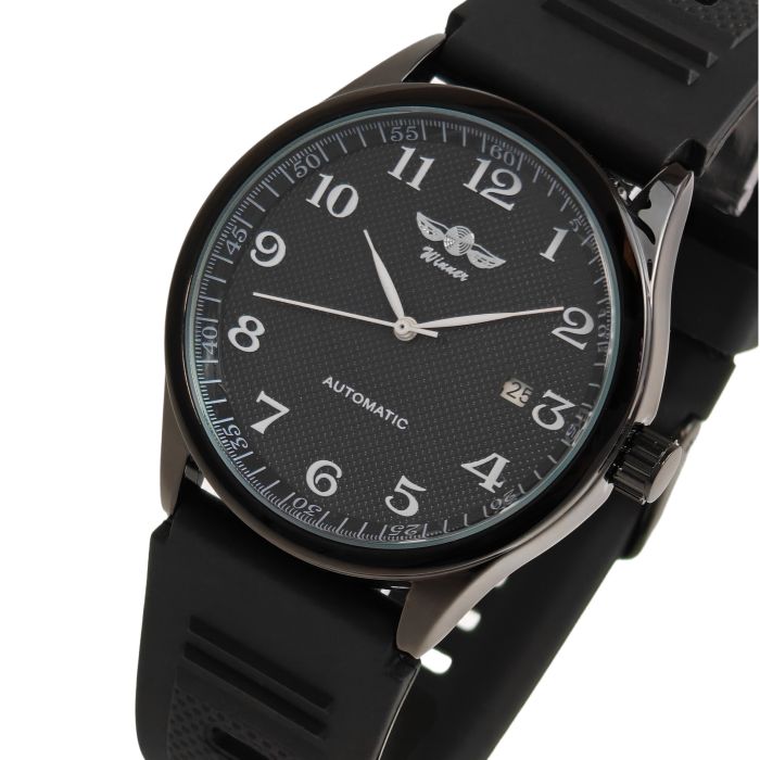 Чоловічий механічний годинник Winner Handsome Elastic Black, 2 ремінці - зображення 2