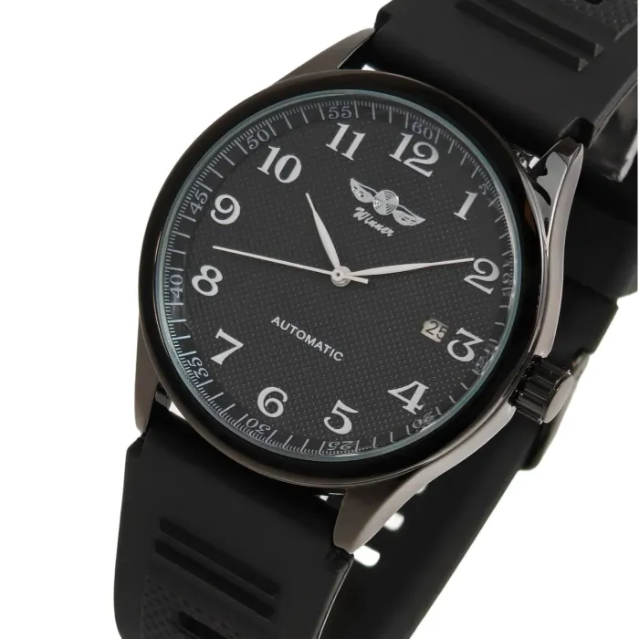Чоловічий механічний годинник Winner Handsome Elastic Black, 2 ремінці - зображення 2