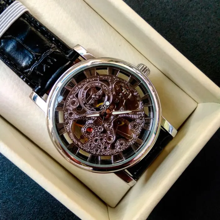 Чоловічий годинник скелетон механічний Winner Silver 1115 - зображення 4