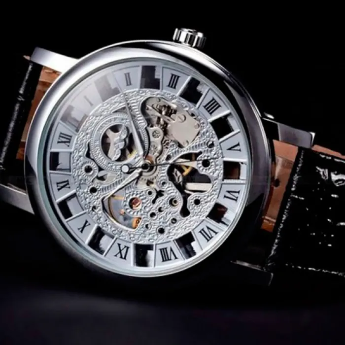 Чоловічий годинник скелетон механічний Winner Silver 1115 - зображення 11