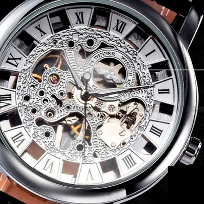 Чоловічий годинник скелетон механічний Winner Silver 1115 - зображення 12