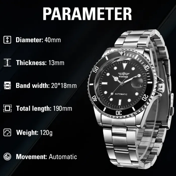 Чоловічий механічний годинник Winner Basel Nylon, 2 ремінці - зображення 6