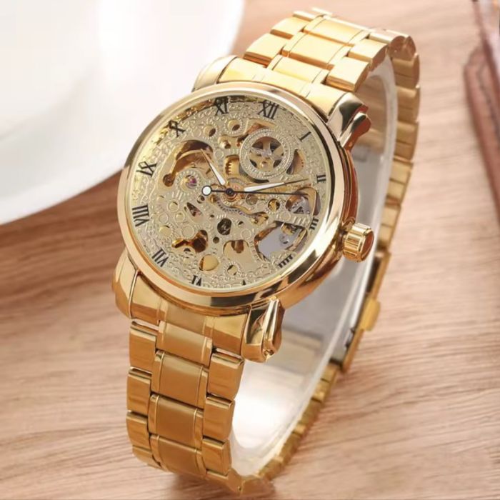 Чоловічий механічний годинник Winner BestSeller Sahara Gold, 2 ремінці - изображение 4