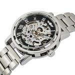 Чоловічий механічний годинник Winner Black Pure Silver, 2 ремінці