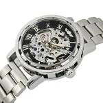 Чоловічий механічний годинник Winner Black Pure Silver, 2 ремінці