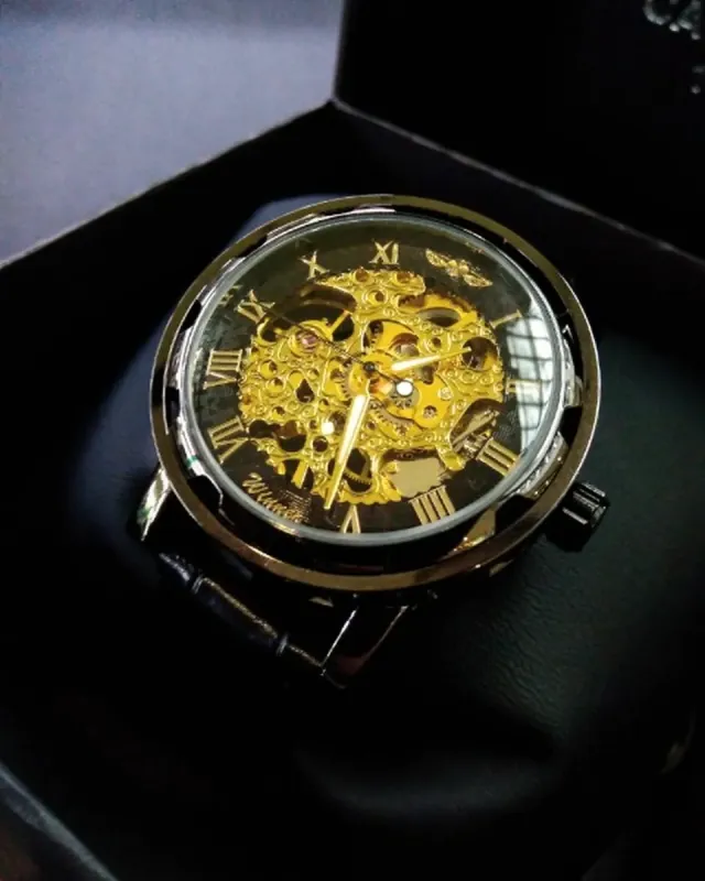 Чоловічий годинник скелетон механічний Winner Chocolate 7231 - зображення 7