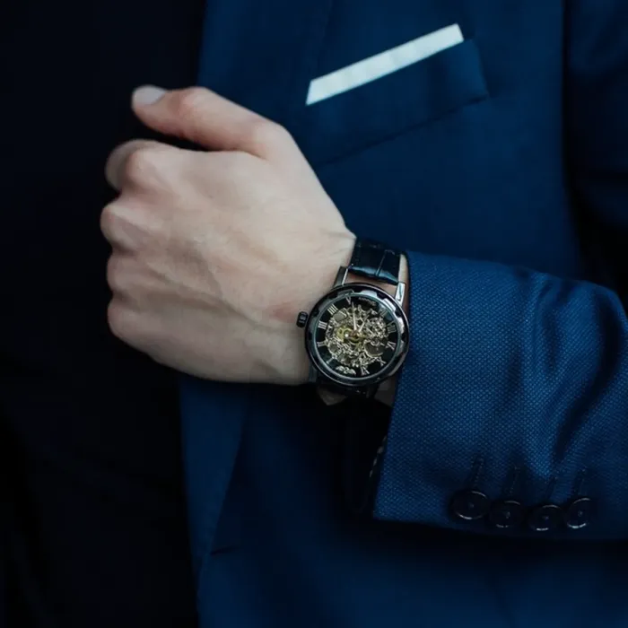 Чоловічий годинник скелетон механічний Winner Chocolate 7231 - зображення 8
