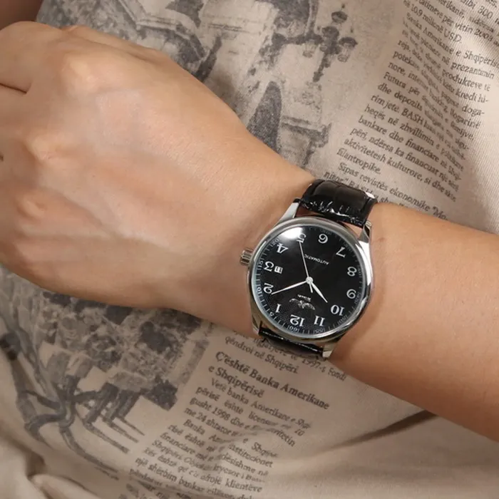 Чоловічий механічний годинник Winner Handsome Leather - зображення 6