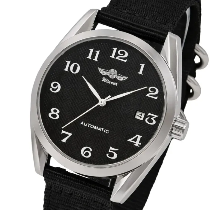Чоловічий механічний годинник Winner Handsome Textile Black, 2 ремінці - зображення 1