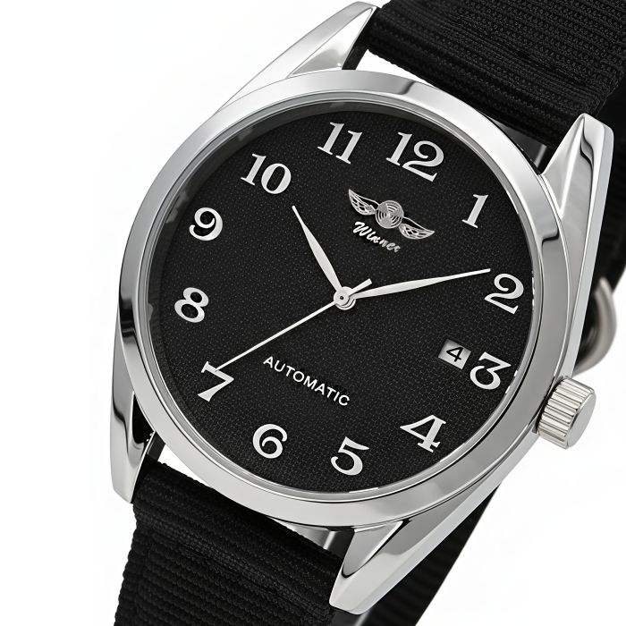 Чоловічий механічний годинник Winner Handsome Textile Black, 2 ремінці - зображення 2