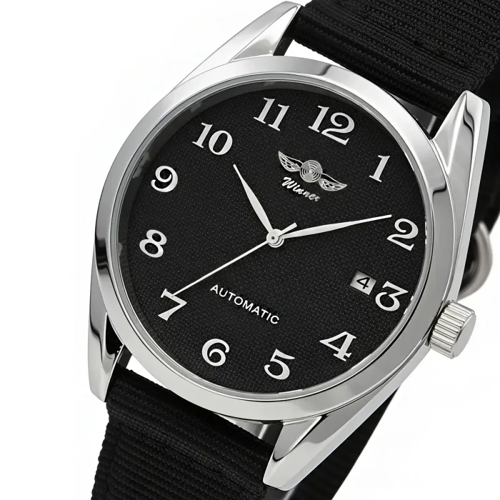 Чоловічий механічний годинник Winner Handsome Textile Black, 2 ремінці - зображення 2