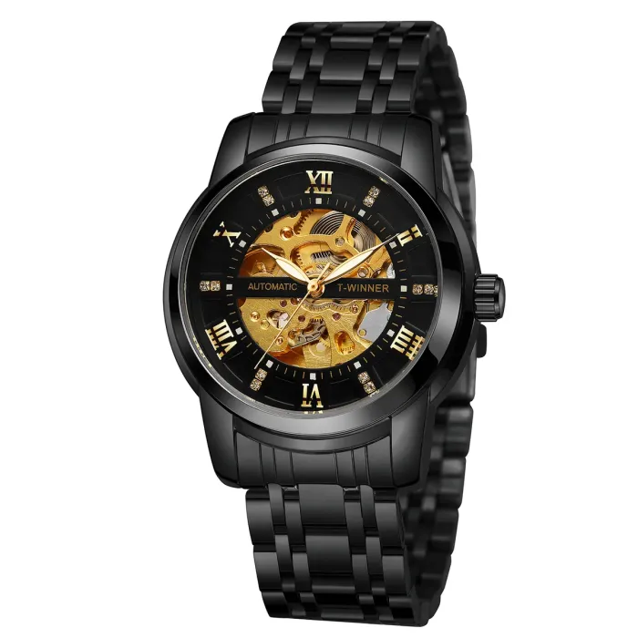 Чоловічий механічний годинник Winner Triumph Sahara Gold, 2 ремінці - зображення 5