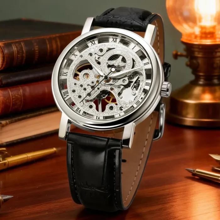 Чоловічий механічний годинник Winner Silver Grain, 2 ремінці - зображення 3