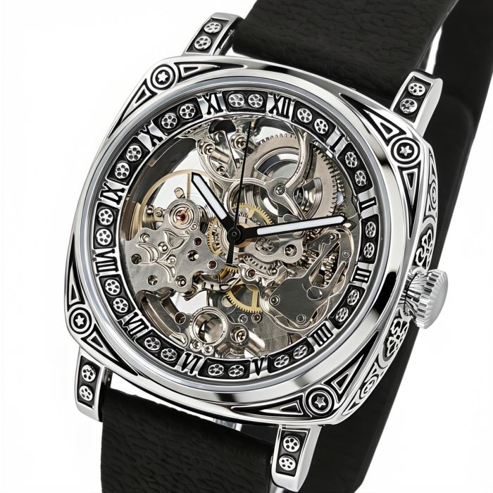 Чоловічий механічний годинник WishDoIt Baron Imperial Black, 2 ремінці - зображення 1