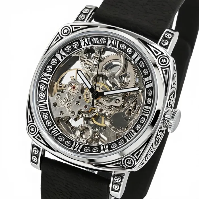 Чоловічий механічний годинник WishDoIt Baron Imperial Black, 2 ремінці - зображення 1