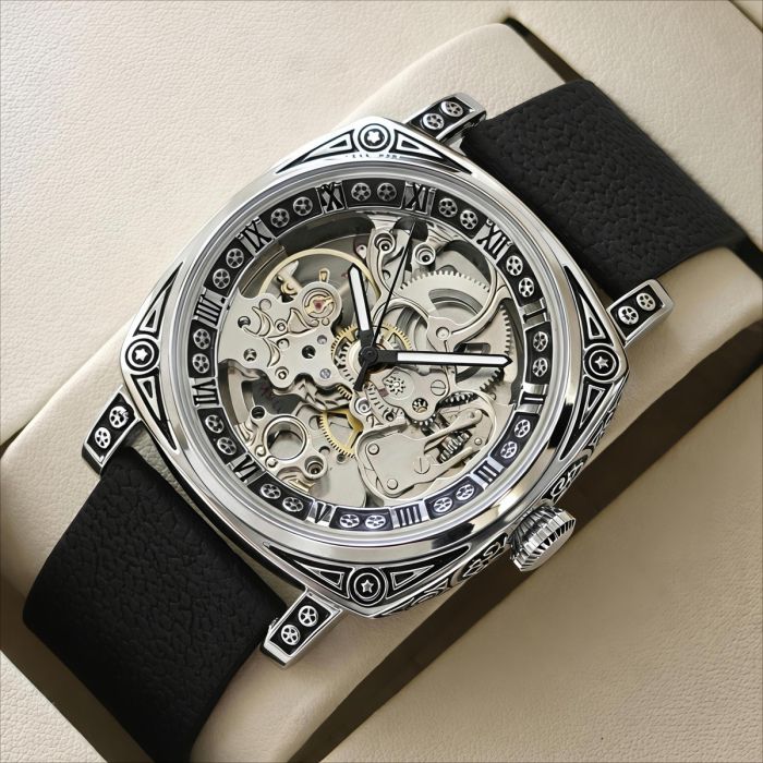 Чоловічий механічний годинник WishDoIt Baron Imperial Black, 2 ремінці - зображення 2