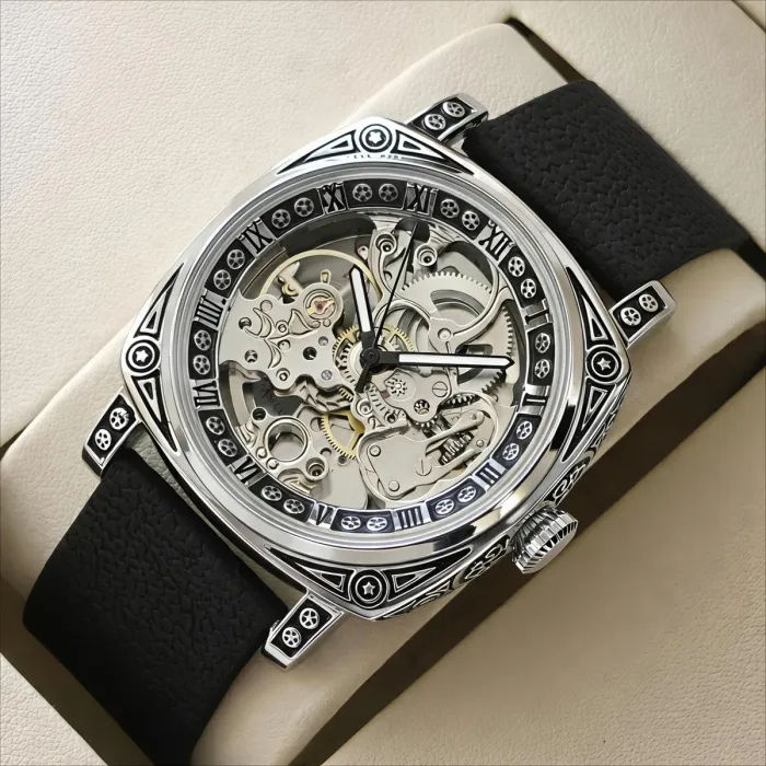 Чоловічий механічний годинник WishDoIt Baron Imperial Black, 2 ремінці - зображення 2