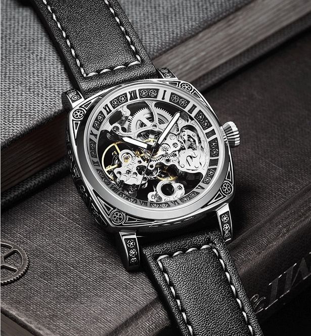 Чоловічий механічний годинник WishDoIt Baron Imperial Black, 2 ремінці - зображення 3