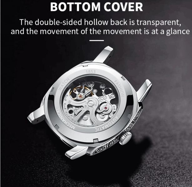 Чоловічий механічний годинник WishDoIt Baron Imperial Black, 2 ремінці - зображення 6