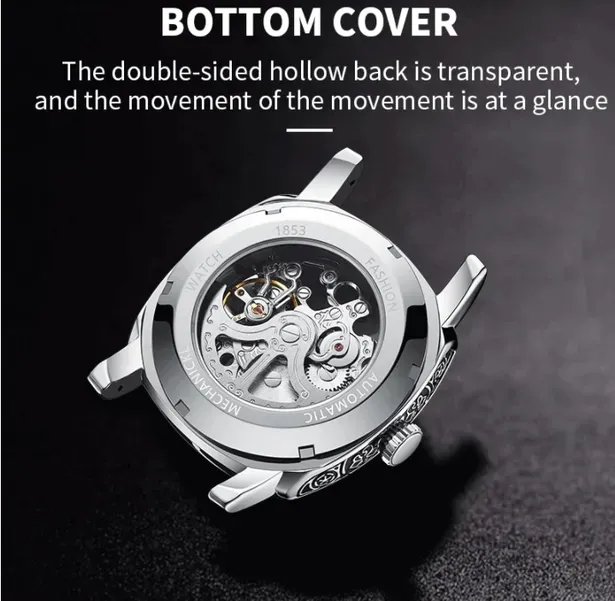 Чоловічий механічний годинник WishDoIt Baron Steel, 2 ремінці - зображення 6