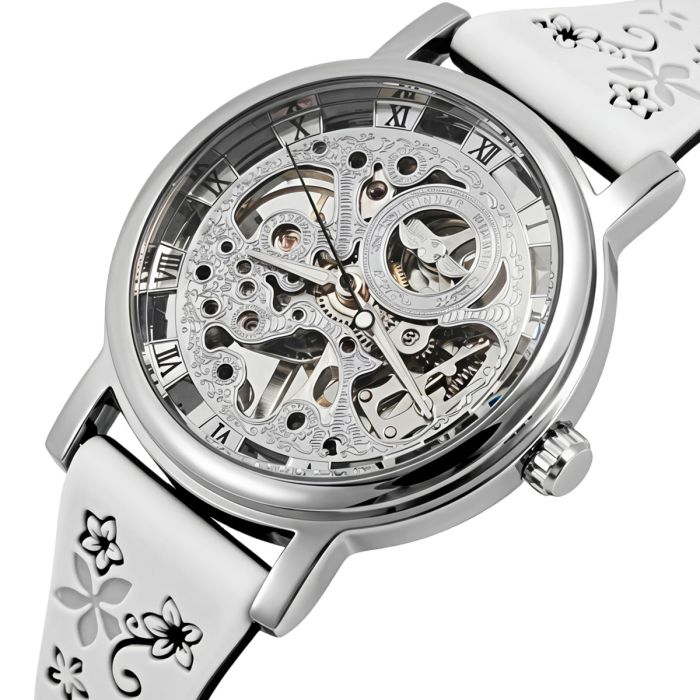 Жіночий механічний годинник Winner Silver White Flower - изображение 1