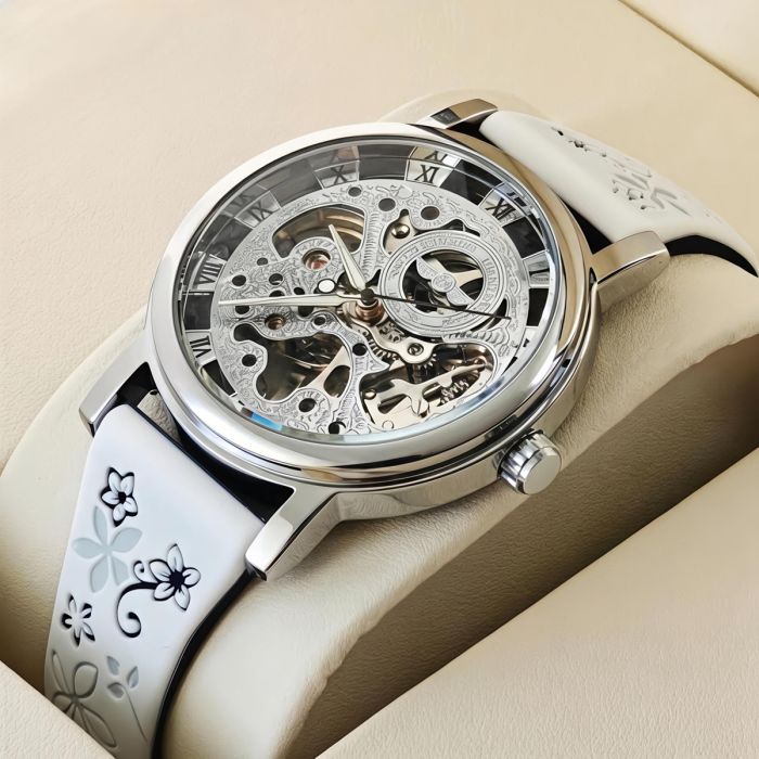 Жіночий механічний годинник Winner Silver White Flower - изображение 2
